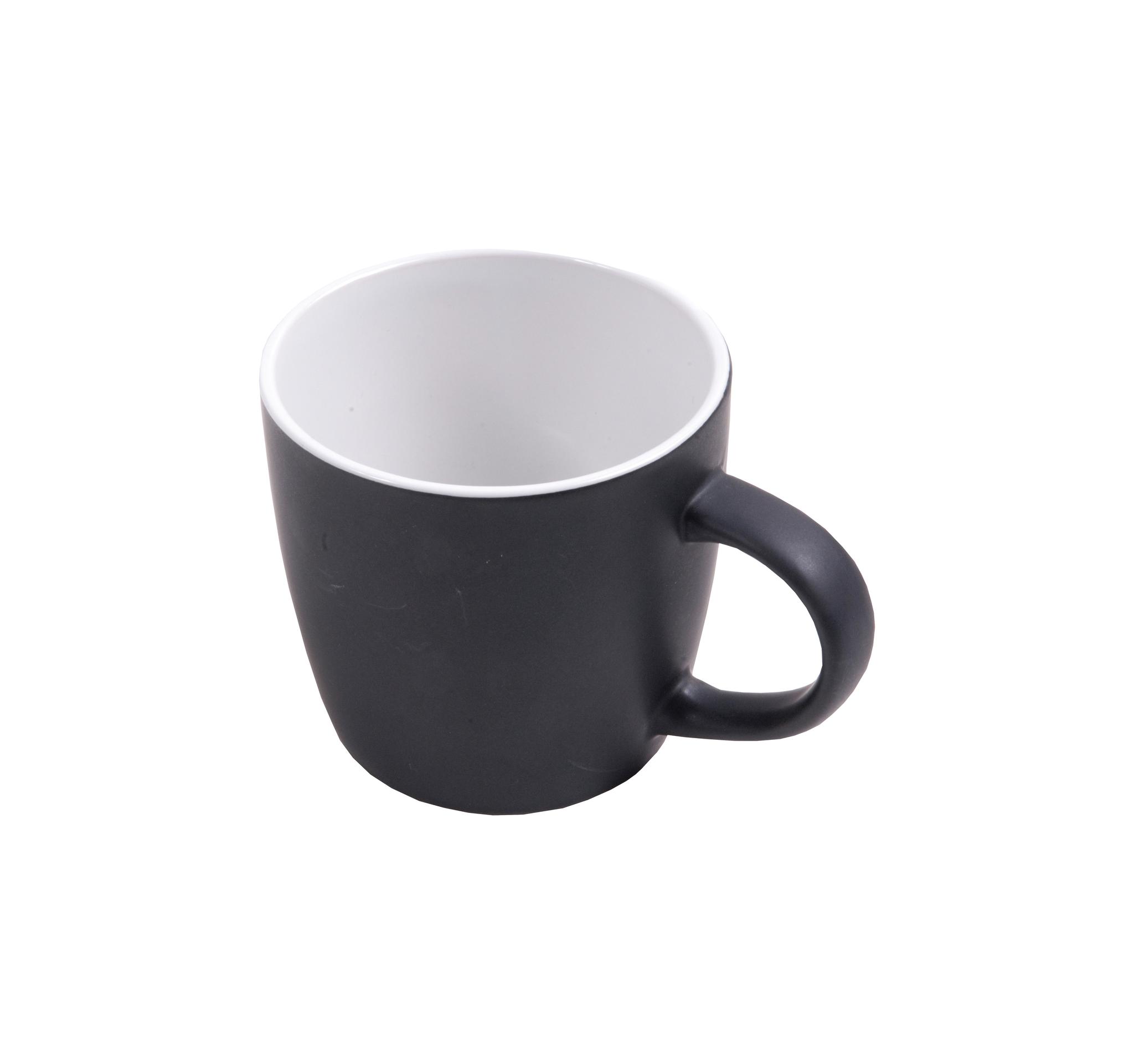 Tasse en céramique avec extérieur de couleur noire opaque et intérieur coloré brillant (0, Tasse en céramique avec extérieur de couleur noire opaque et intérieur coloré brillant (0,