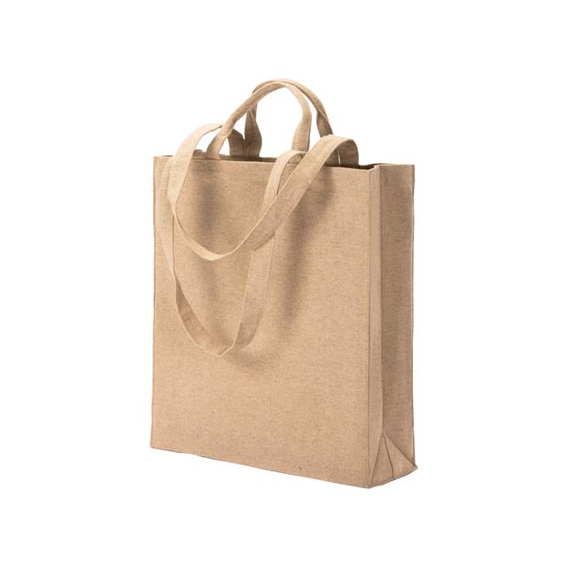 280 g/m2 recycled cotton shopping bag with gussets and doubles handles