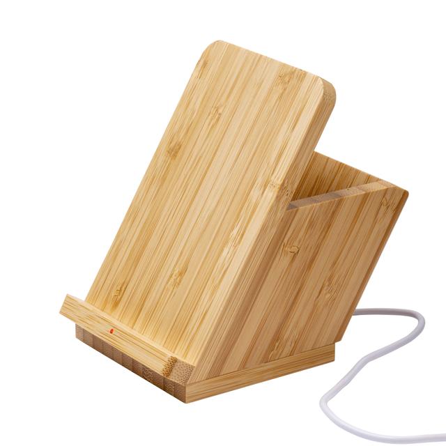 Bamboo wireless  charger with pen holder. output: dc5v/1a(5w)