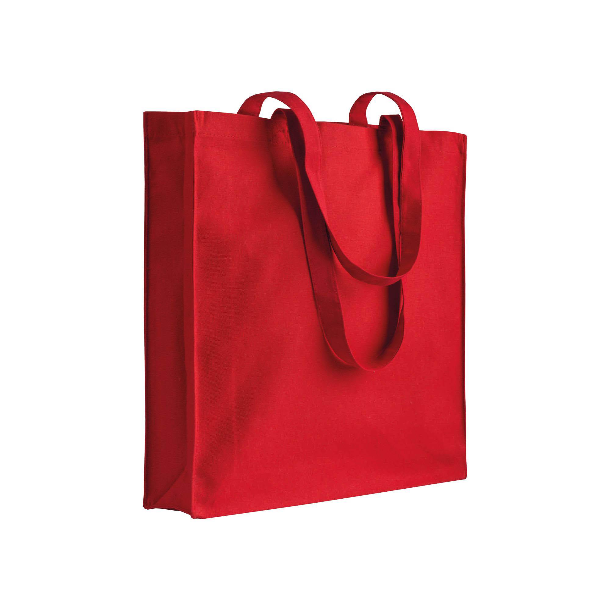 Shopper in cotone/poliestere riciclato 180 g/m2, manici lunghi e soffietto Shopper in cotone/poliestere riciclato 180 g/m2, manici lunghi e soffietto