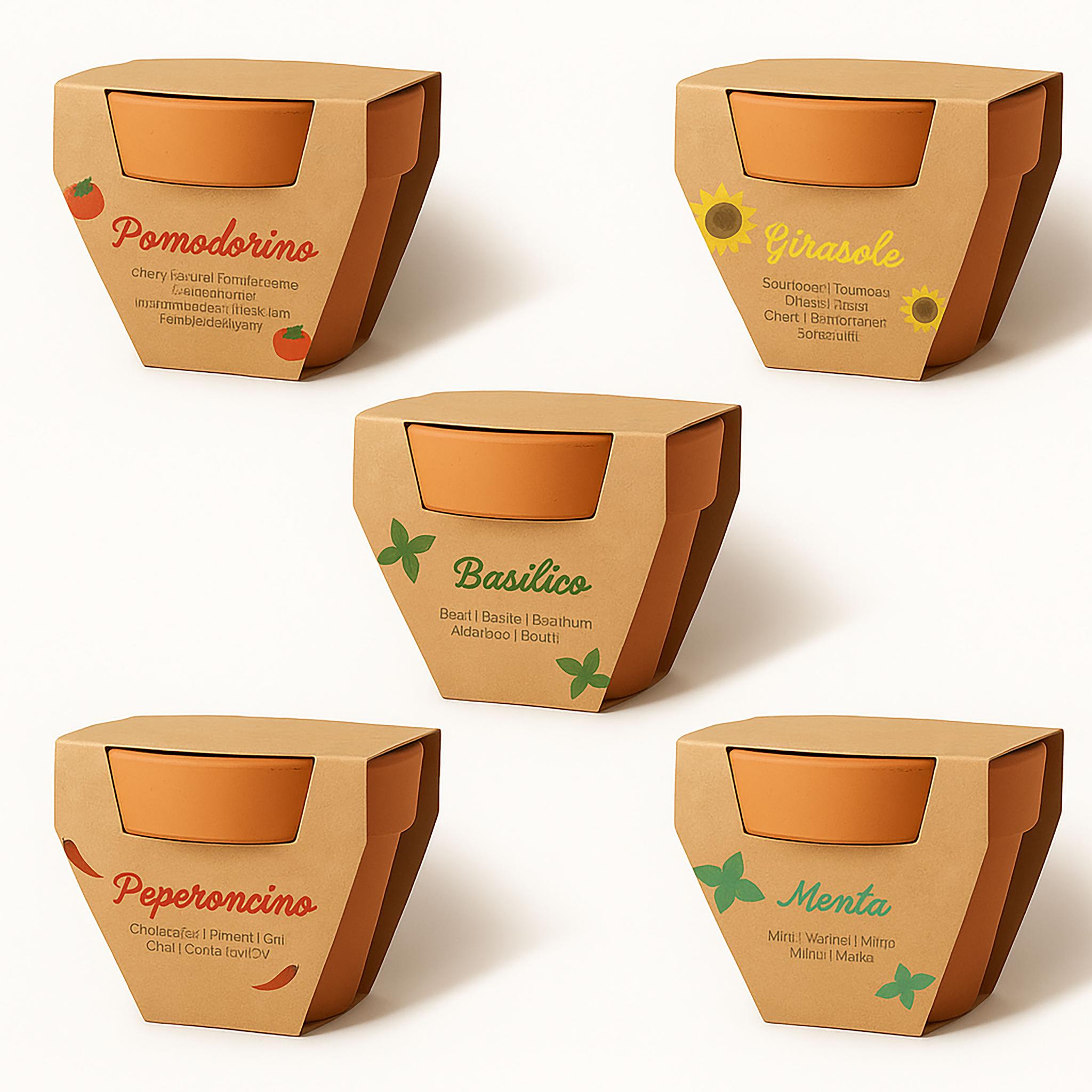 Pot en terre cuite naturelle avec tourbe et capsule biodegradable contenant des graines Pot en terre cuite naturelle avec tourbe et capsule biodegradable contenant des graines