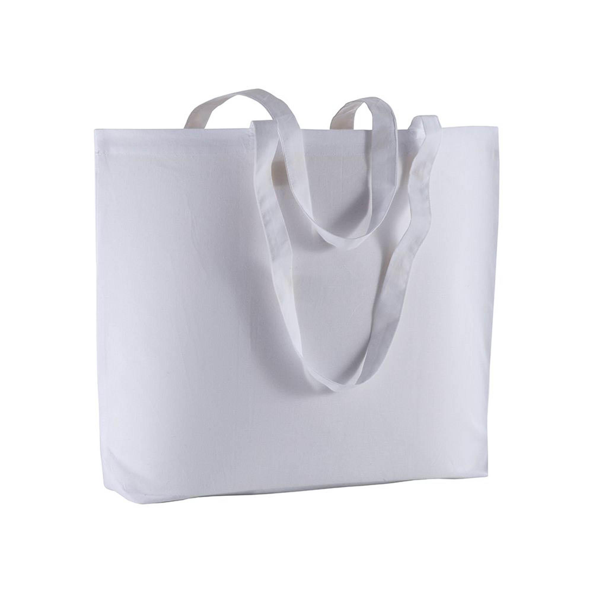 Shopper con soffietto alla base in cotone 135 g/m2, manici lunghi Shopper con soffietto alla base in cotone 135 g/m2, manici lunghi