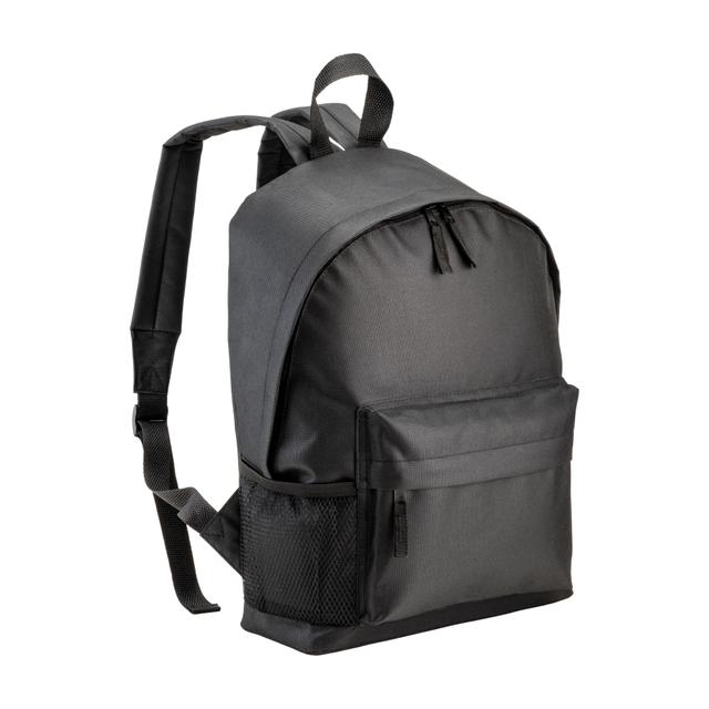 Recycled polyester R-PET backpack with exterior zippered pocket