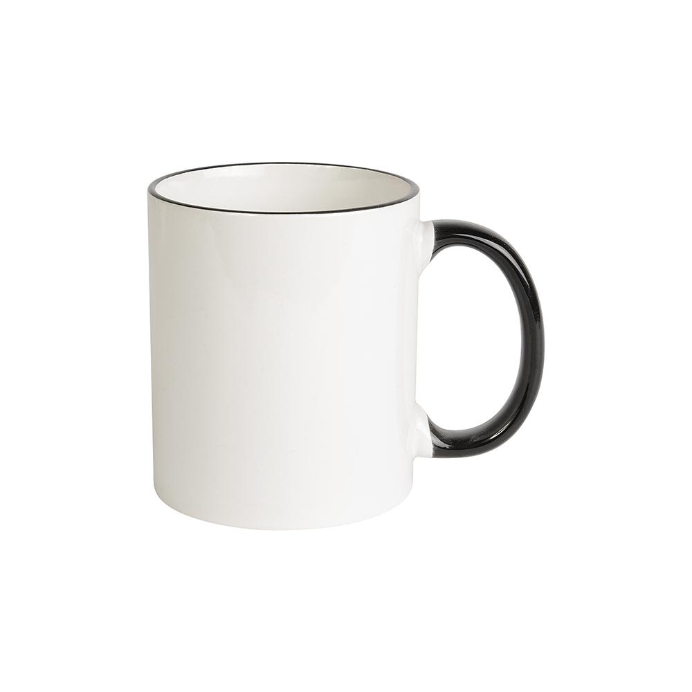 White grade A ceramic mug with coloured handle and edge, For dishwashers White grade A ceramic mug with coloured handle and edge, For dishwashers