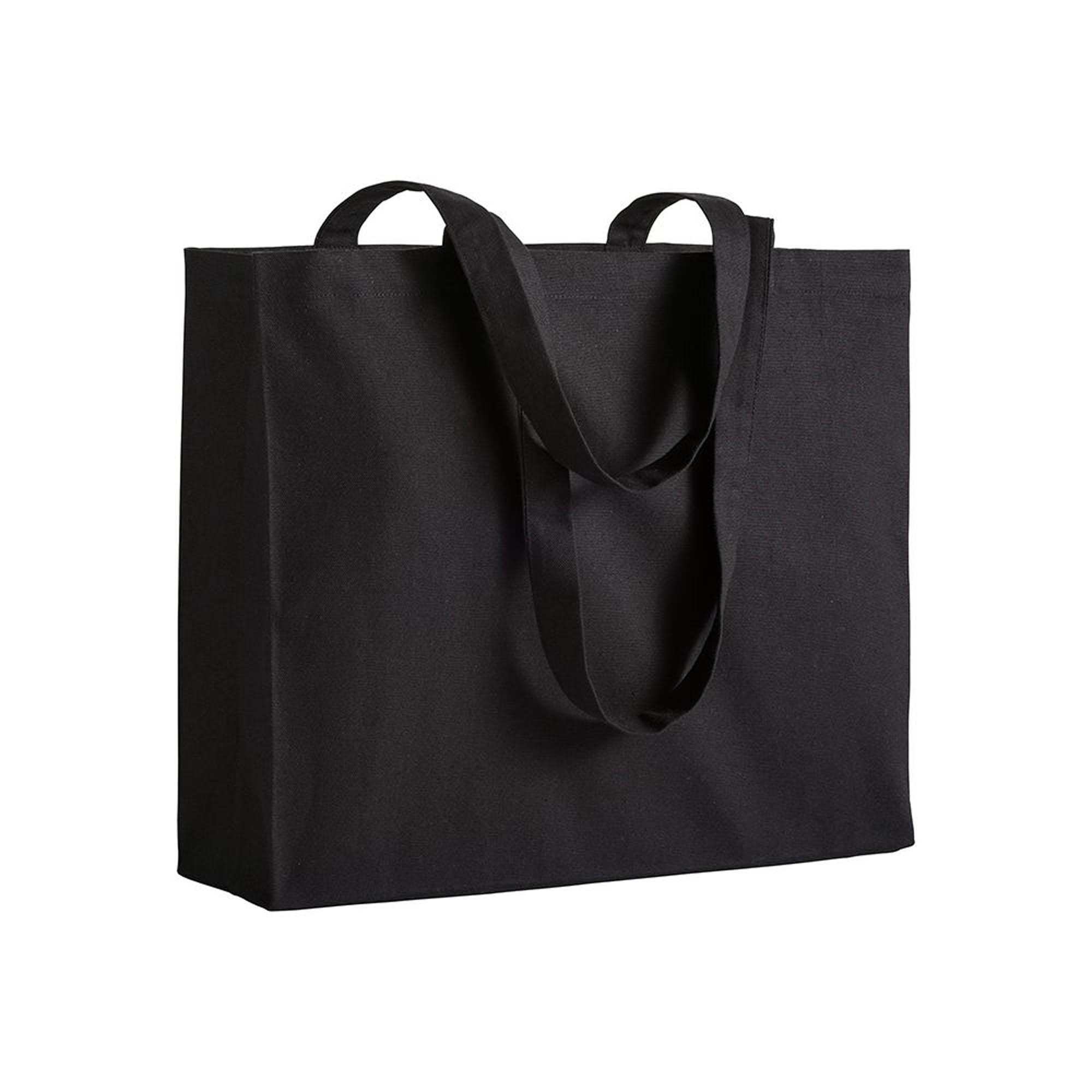 Shopper con soffietto in cotone 200 g/m2, manici lunghi Shopper con soffietto in cotone 200 g/m2, manici lunghi