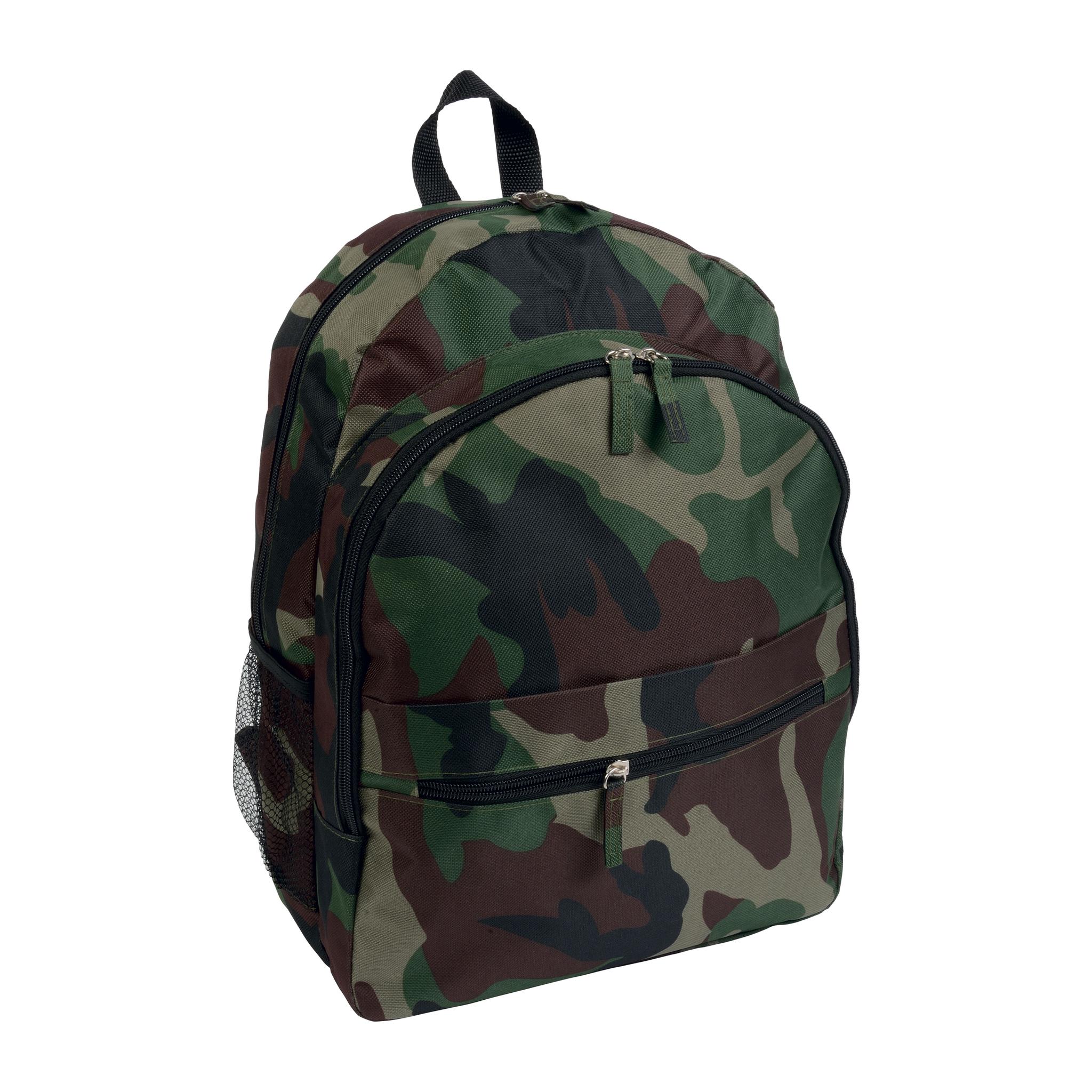 Rucksack aus 600D-Polyester mit 6 Taschen, davon zwei Netzseitentaschen Rucksack aus 600D-Polyester mit 6 Taschen, davon zwei Netzseitentaschen