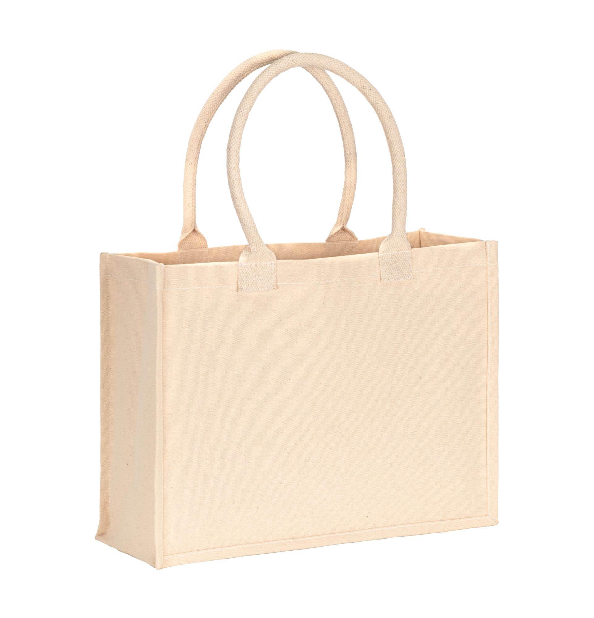 Bolsa shopper de algodón reciclado laminado de 300 g/m2 Bolsa shopper de algodón reciclado laminado de 300 g/m2