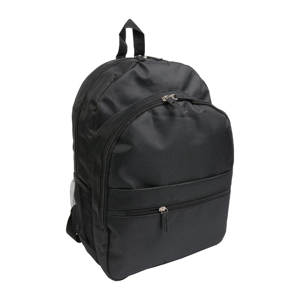 600D polyester 6-pocket backpack (two mesh side pockets). Front pocket with velcro 600D polyester 6-pocket backpack (two mesh side pockets). Front pocket with velcro