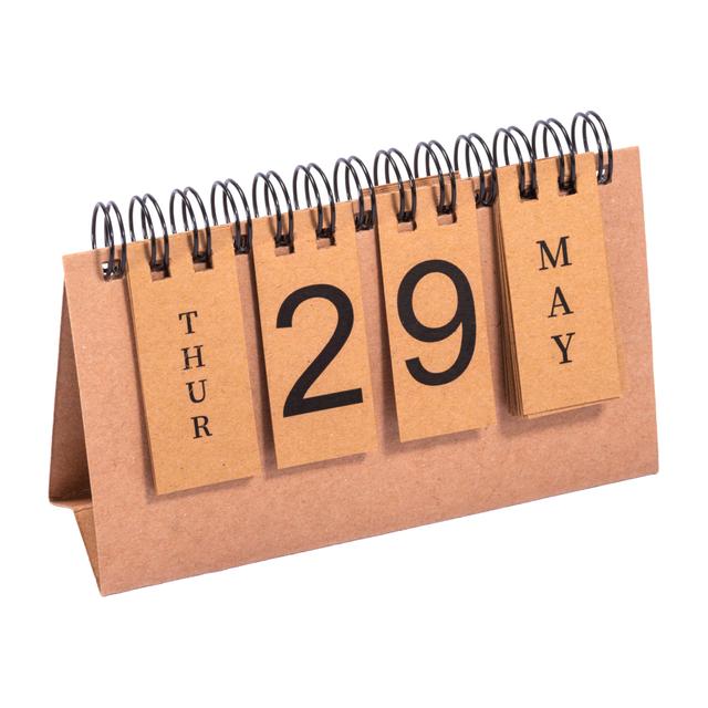 Calendario perpetuo de cartón con espiral (días y meses en inglés)