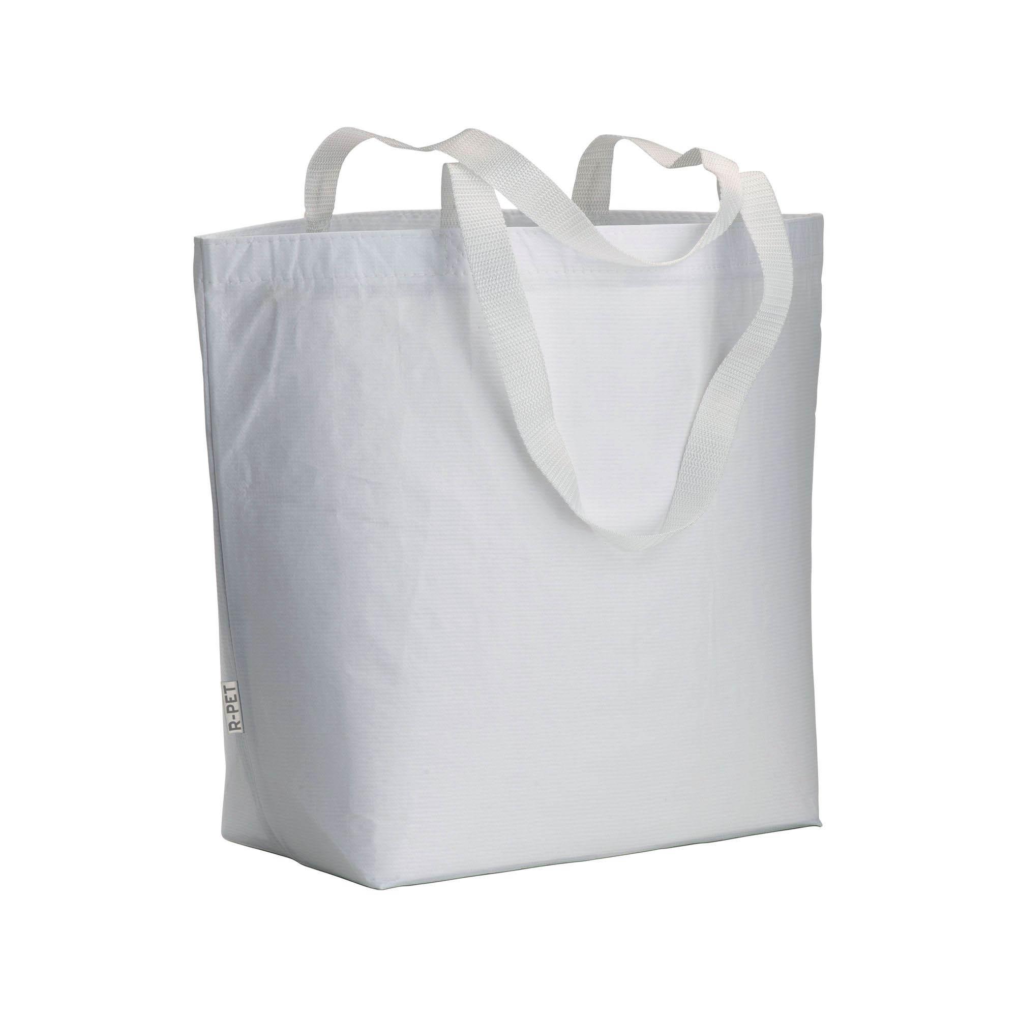 Recycled Pet (R-PET) laminated shopping bag with gusset at the base-long polyester handles Recycled Pet (R-PET) laminated shopping bag with gusset at the base-long polyester handles