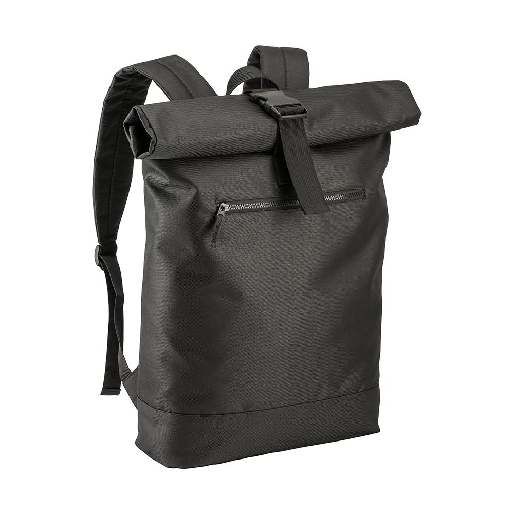 Sac à dos Roll porte pc (17") en polyester recyclé R-PET avec poche extérieure zippée Sac à dos Roll porte pc (17") en polyester recyclé R-PET avec poche extérieure zippée