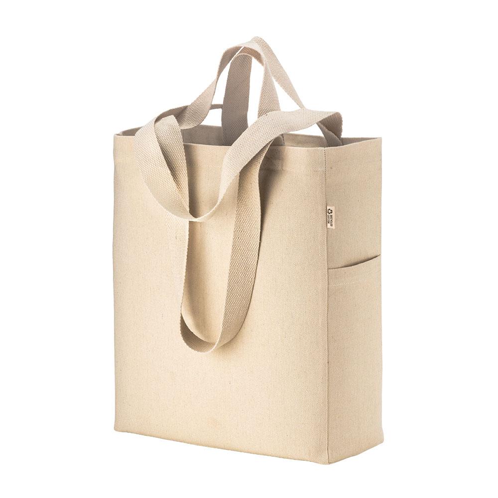 Bolsa tote de algodon canvas reciclado de 280 g/m2 con asas dobles y fuelle Bolsa tote de algodon canvas reciclado de 280 g/m2 con asas dobles y fuelle