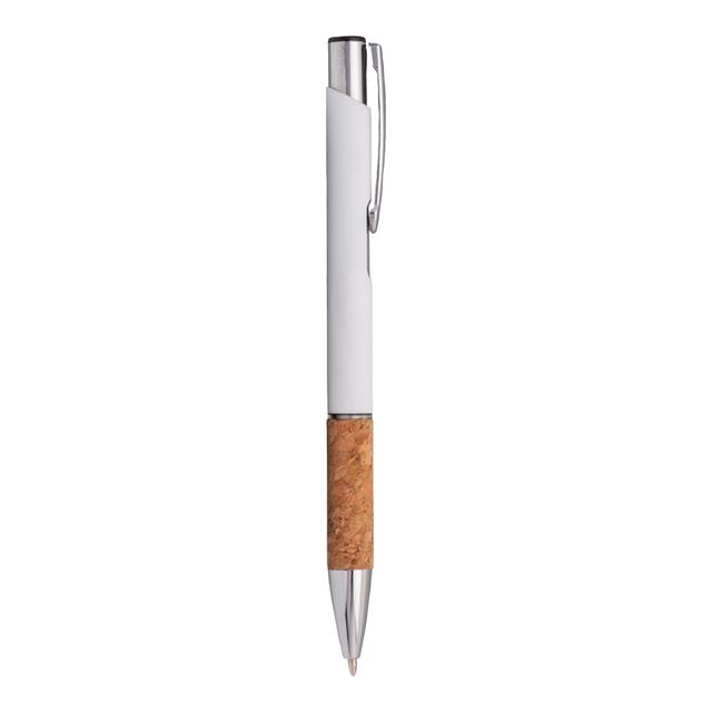 Rubberized alluminium snap pen, cork grip and chrome-plated details