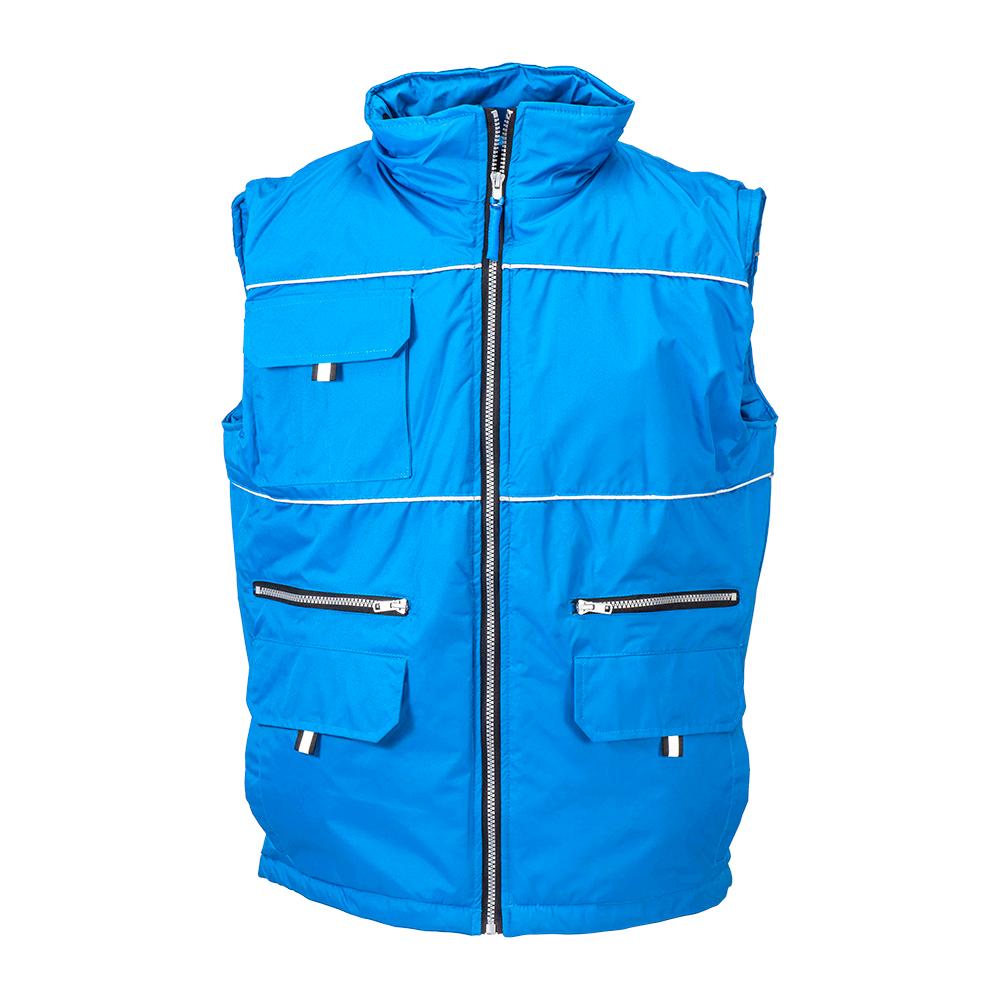 Padded, water-resistant polyester vest with reflective piping and pongee mesh inner lining Padded, water-resistant polyester vest with reflective piping and pongee mesh inner lining