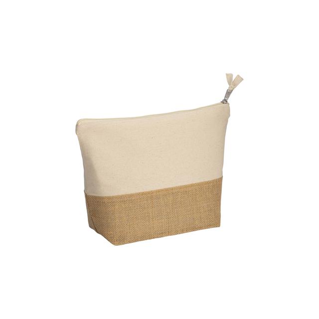 290g/ m2 cotton beauty case , with jute base and zip closure