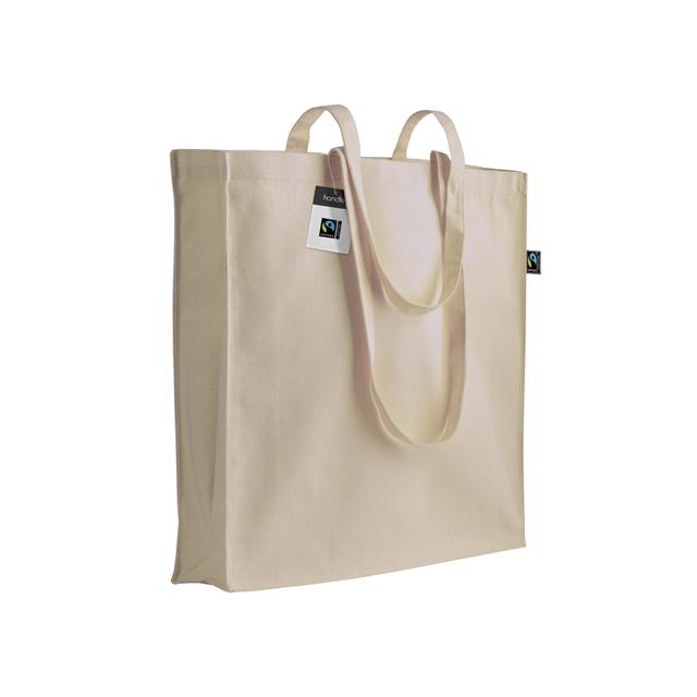 140g/m2 fairtrade® shopping bag, long handles and bellows