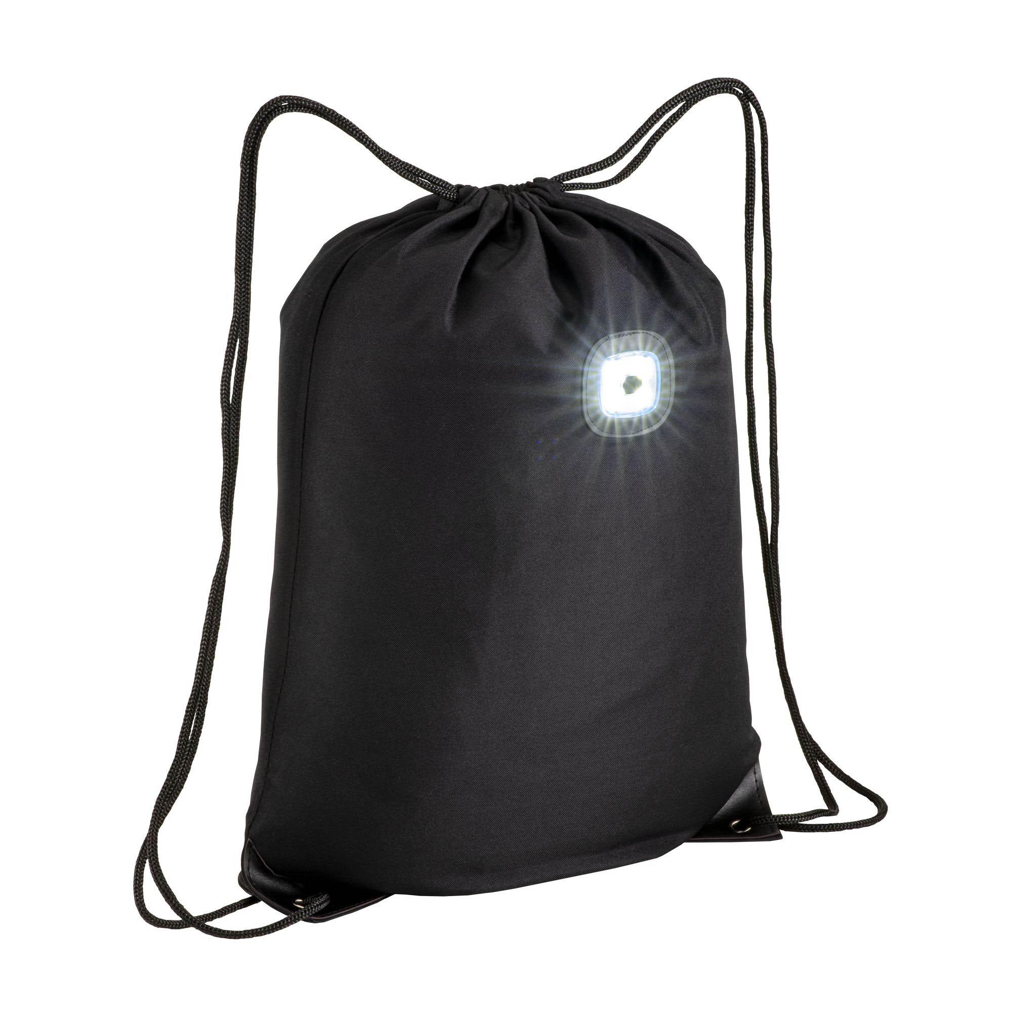 Sac-à-dos en polyester 300T avec lumière LED COB, angles renforcés Sac-à-dos en polyester 300T avec lumière LED COB, angles renforcés