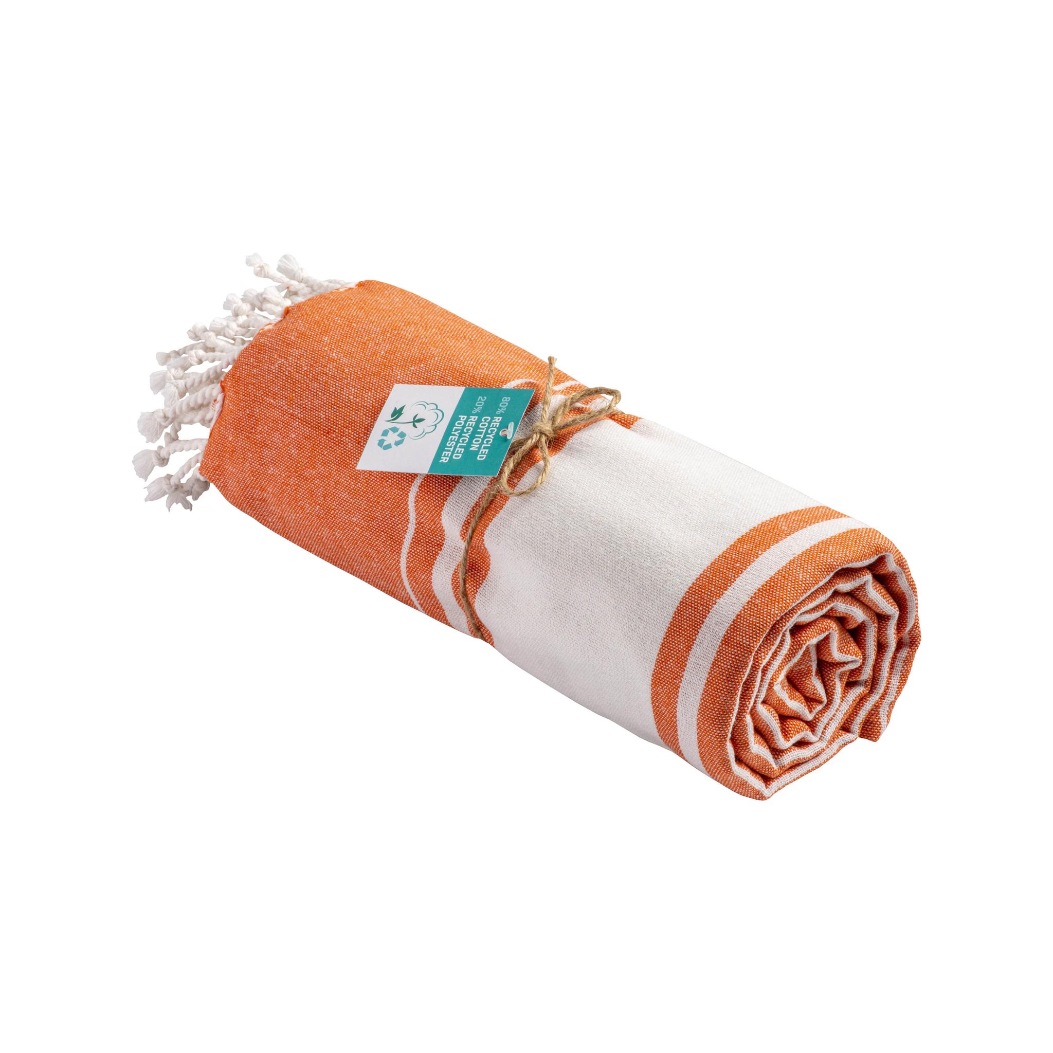 GRS-zertifiziertes Strandtuch aus recycelter Baumwolle mit 150 g/m2 GRS-zertifiziertes Strandtuch aus recycelter Baumwolle mit 150 g/m2