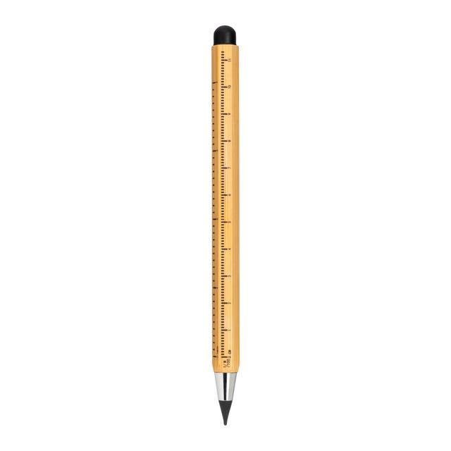Long-lasting erasable bamboo ruler pencil with touch screen eraser and plastic cap