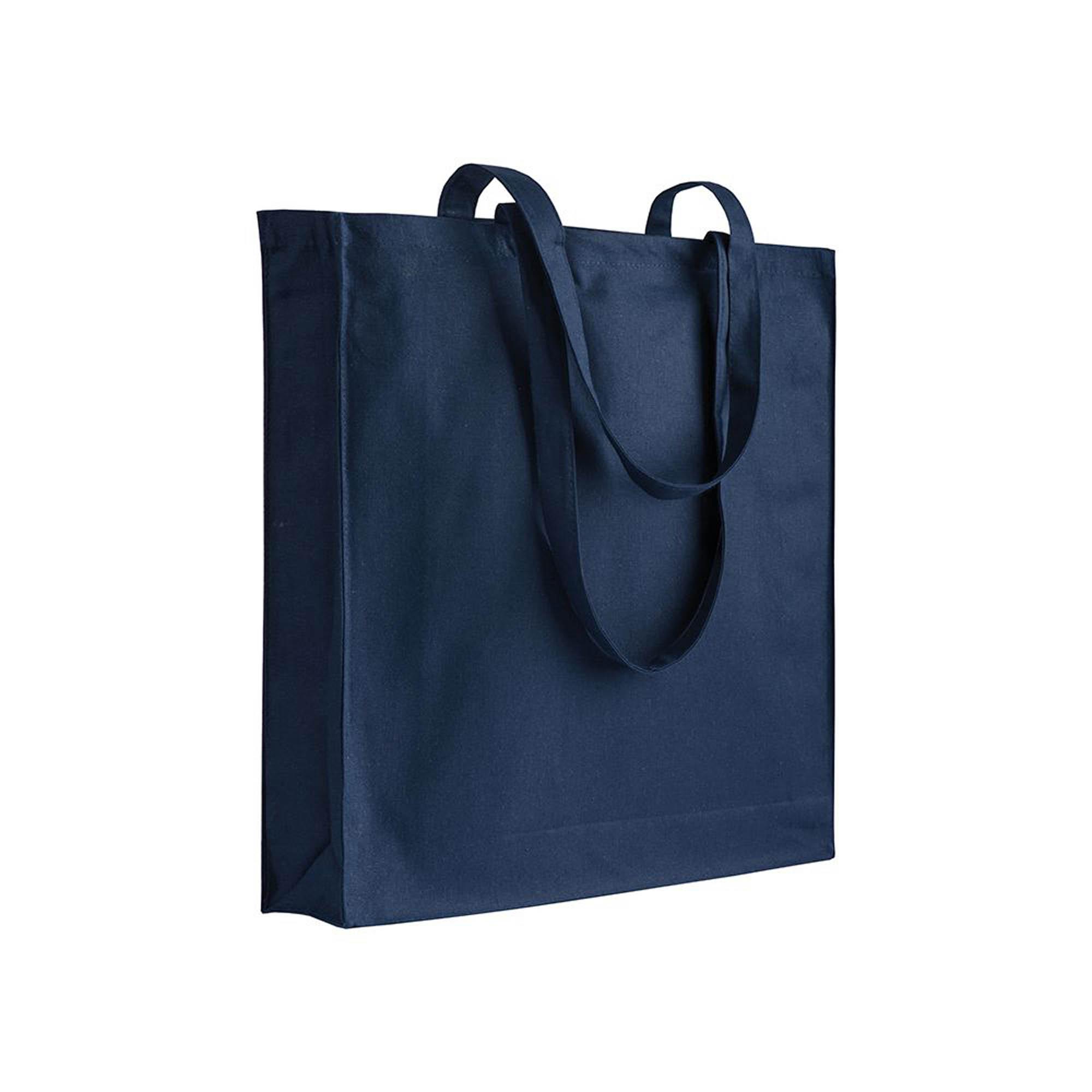 Shopper con soffietto in canvas 280 g/m2, manici lunghi Shopper con soffietto in canvas 280 g/m2, manici lunghi