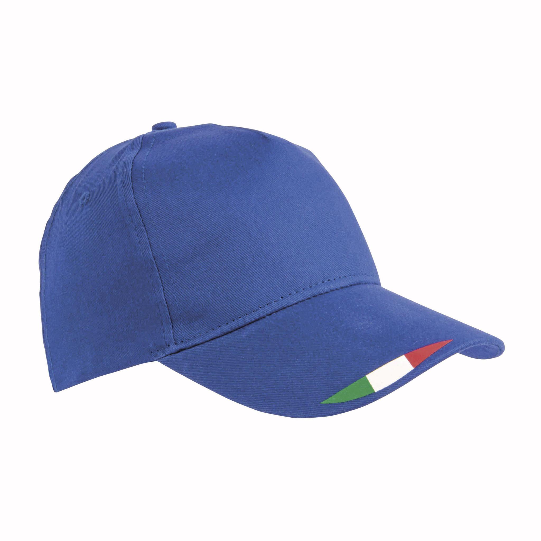 Cappellino in poliestere 5 pannelli con stampa tricolore Cappellino in poliestere 5 pannelli con stampa tricolore