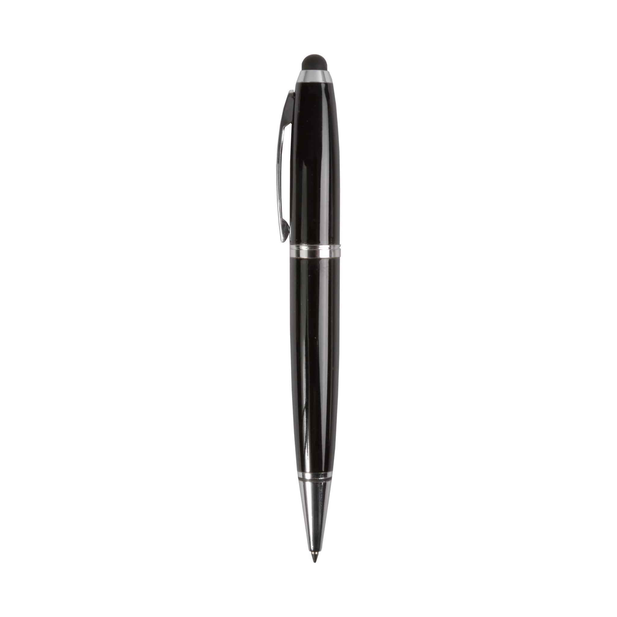 Penna a sfera in plastica inchiostro nero con chiavetta USB 4 Gb e touch screen Penna a sfera in plastica inchiostro nero con chiavetta USB 4 Gb e touch screen
