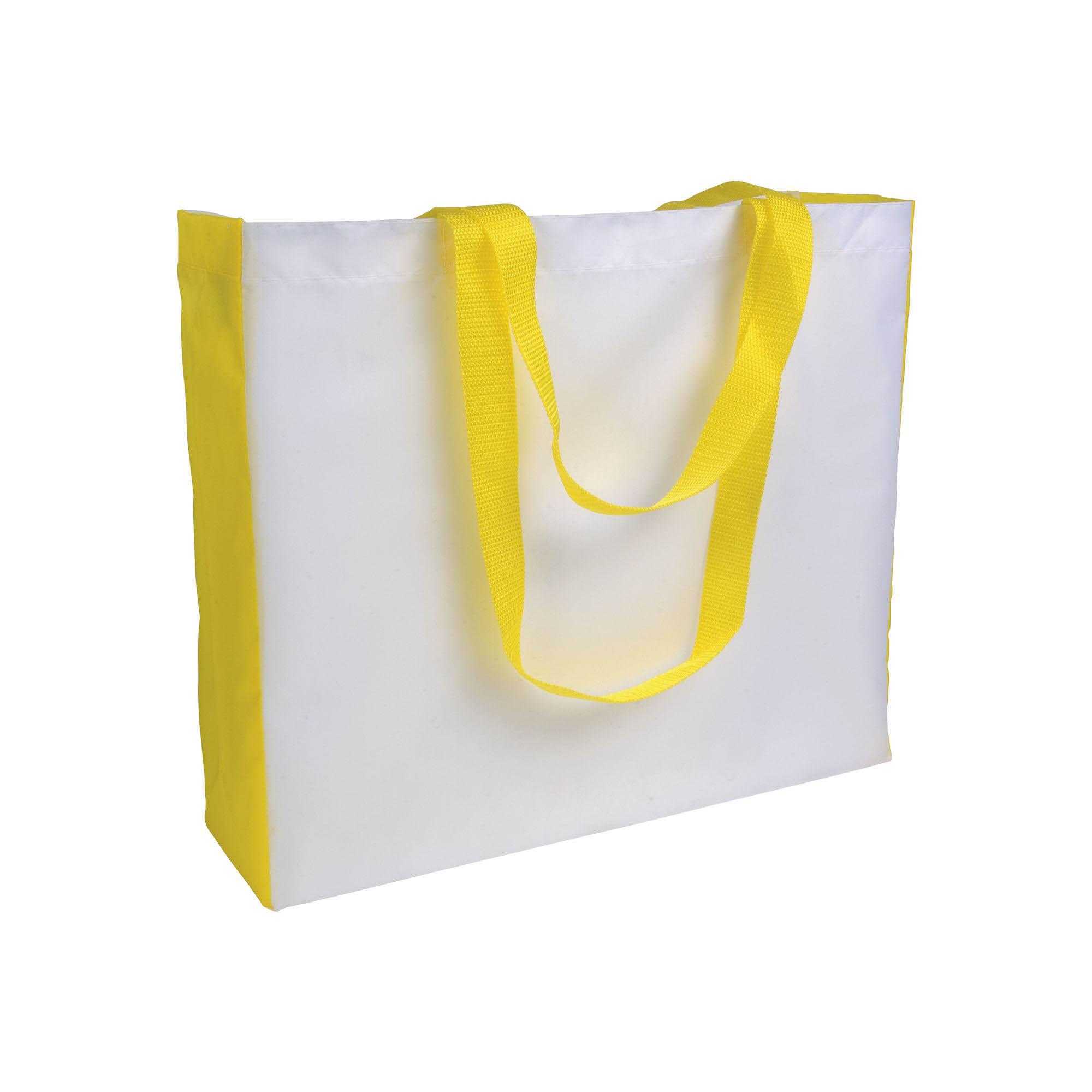 Heat-resistant 210D polyester shopping bag with coloured gusset, suitable for sublimation Heat-resistant 210D polyester shopping bag with coloured gusset, suitable for sublimation