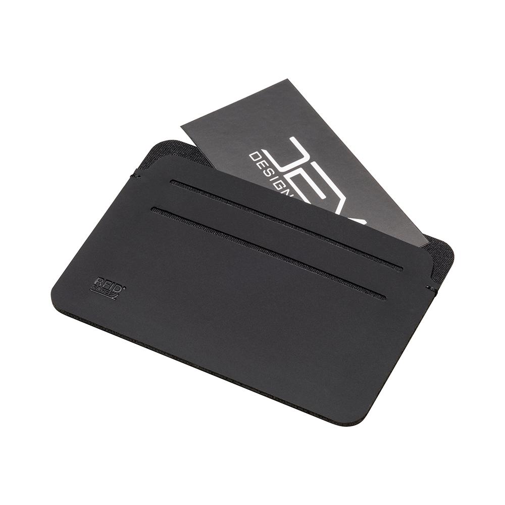 Tarjetero RFID de PU suave. Con seis compartimentos para tarjetas y logotipo RFID Tarjetero RFID de PU suave. Con seis compartimentos para tarjetas y logotipo RFID