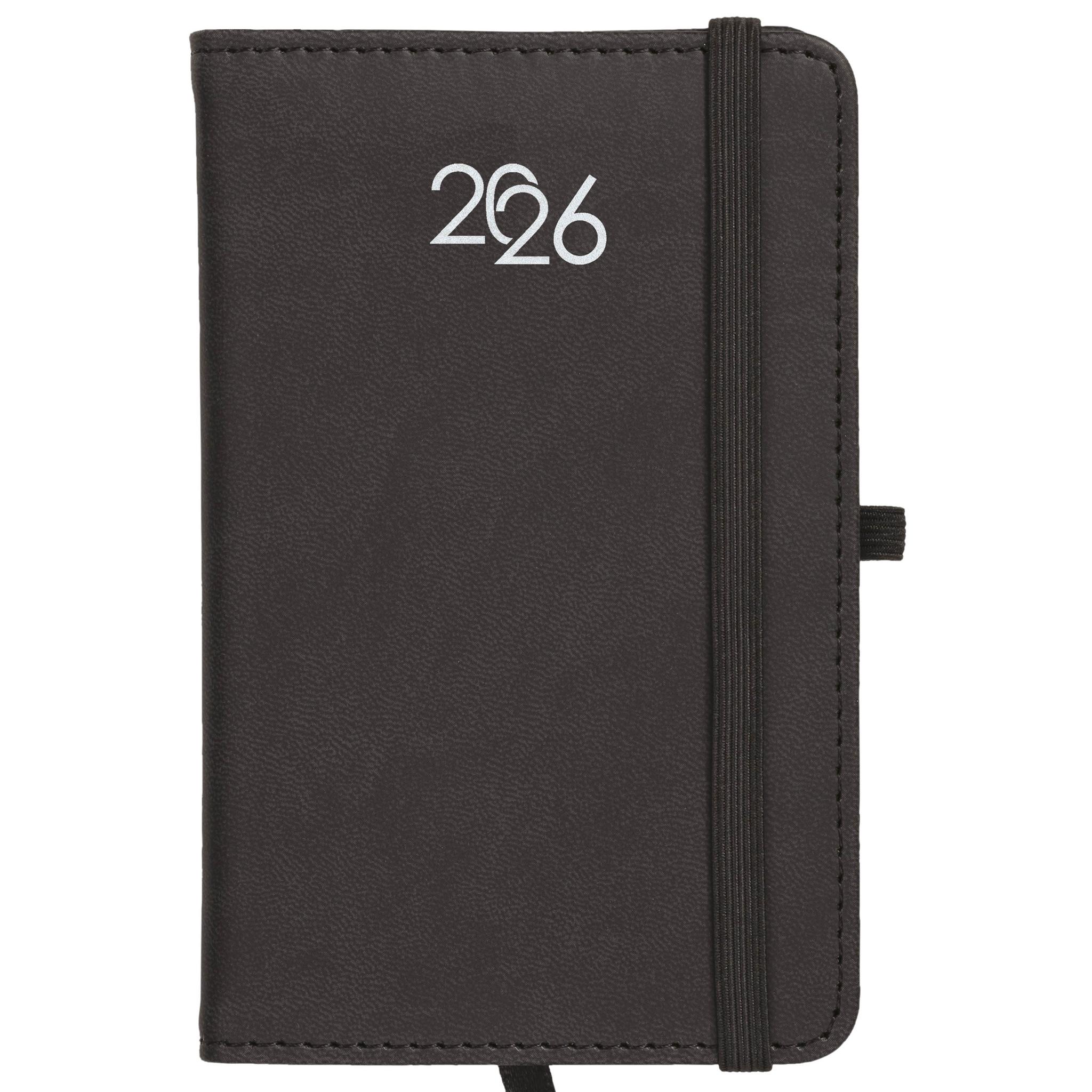 Agenda de poche hebdomadaire 2026, couverture rigide en PU thermocollé avec piqûres Agenda de poche hebdomadaire 2026, couverture rigide en PU thermocollé avec piqûres