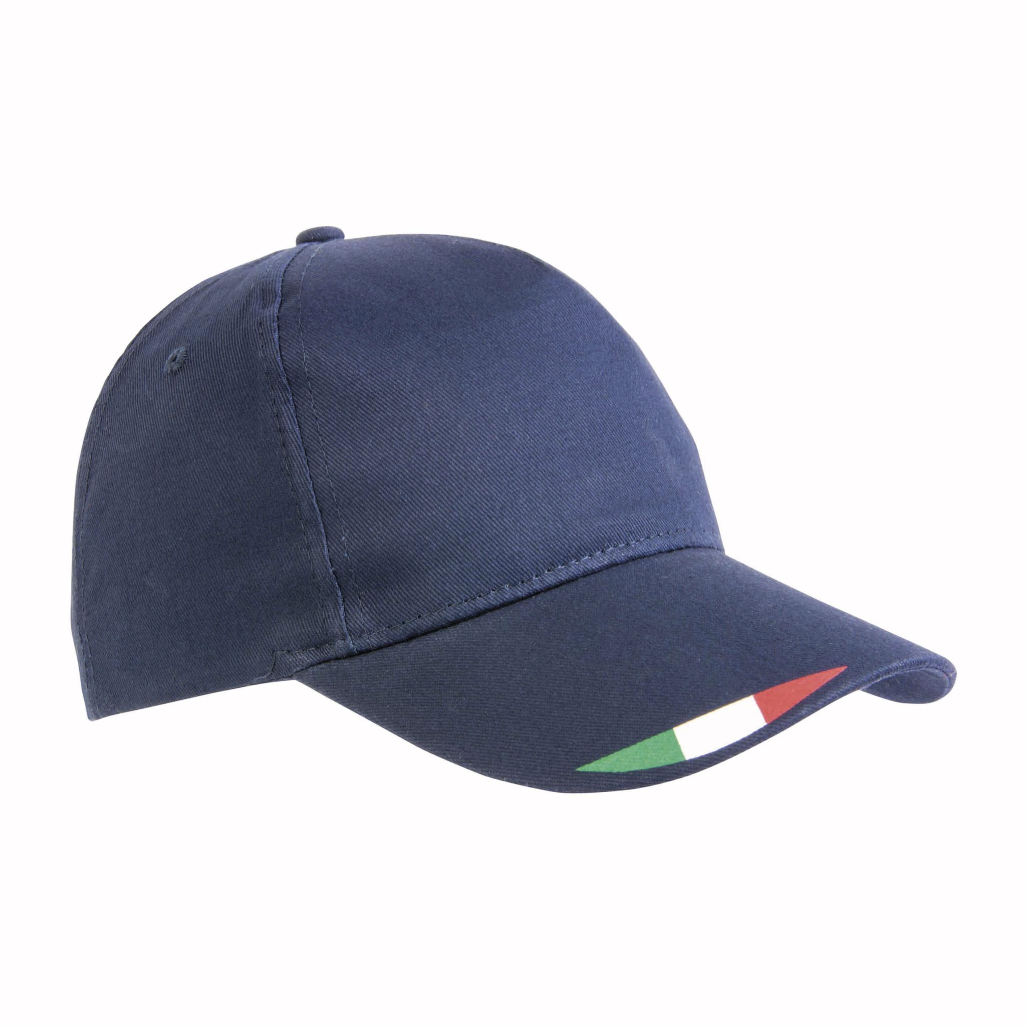 Cappellino in poliestere 5 pannelli con stampa tricolore Cappellino in poliestere 5 pannelli con stampa tricolore