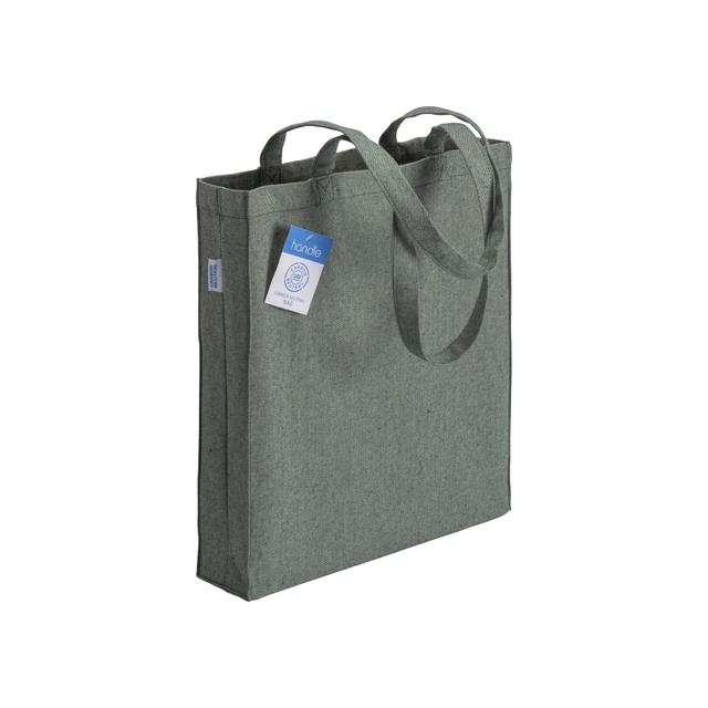 280 g/m2 recycled cotton carbon neutral shopping bag, long handles and gusset