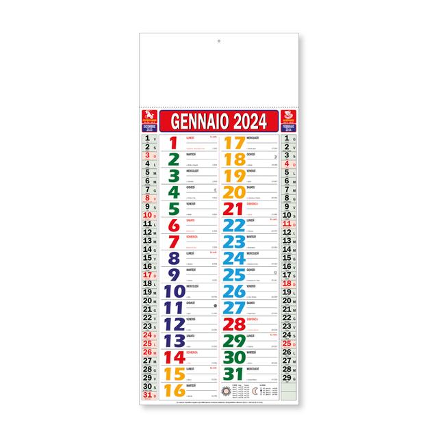Calendario mensual de pared 2024, 12 meses, en papel termosellado Textos en italiano