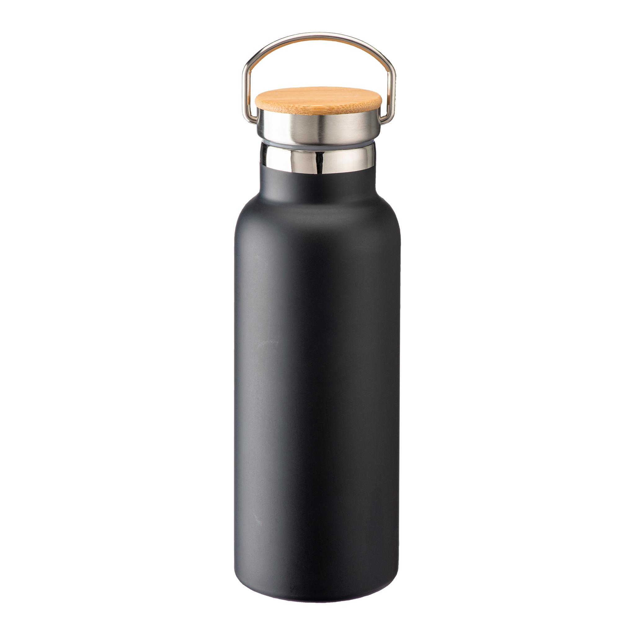 Double wall stainless steel insulating vacuum flask with bamboo lid ...